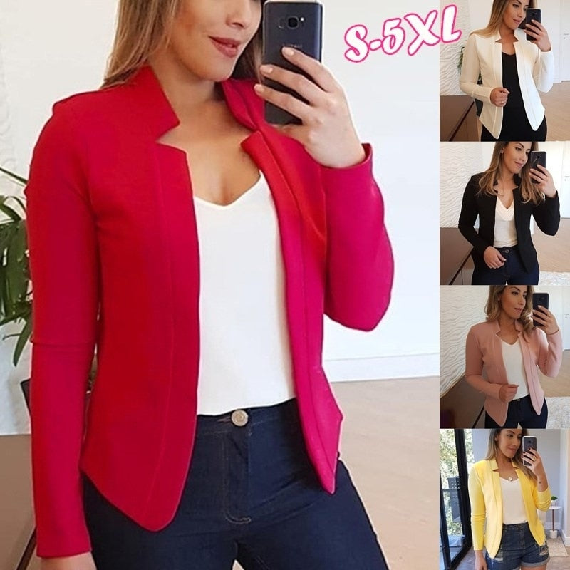 Blazer Feminino com colarinho de lapela