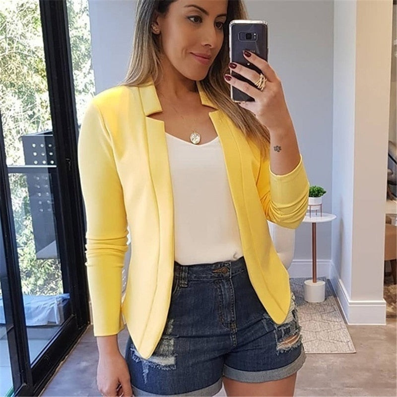 Blazer Feminino com colarinho de lapela